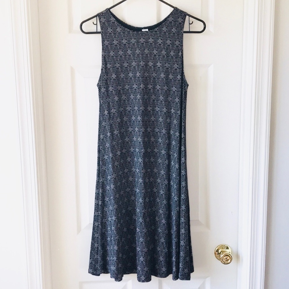 Sleeveless Knit Swing Black Print Dress - discontinued!